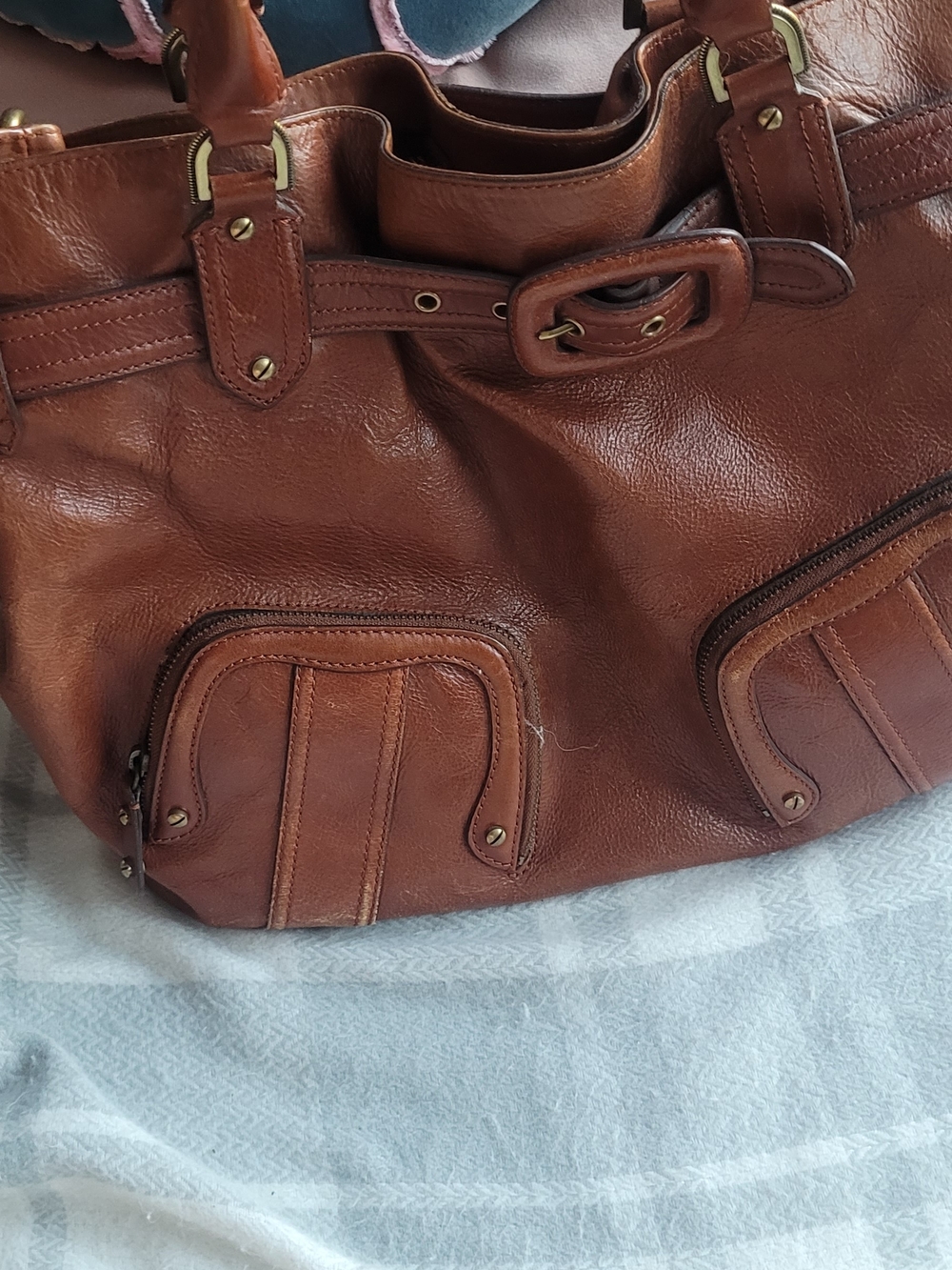 COLE HAAN - Classic Brown Leather Tote Handbag
